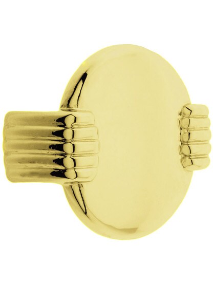 Round Deco Drawer Pull - 1 1/2 inch Center to Center in Unlacquered Brass Finish.